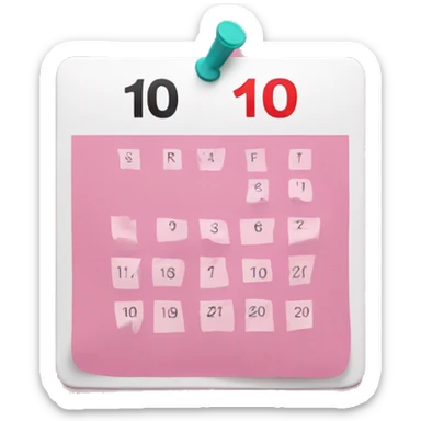 The number 10 written on a pink calendar sticker