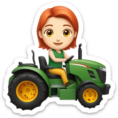 Fendt mit hopperla in dem ein mädchen mit roten Haaren sitzt sticker