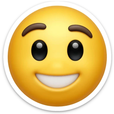 Yellow circle with no nose and eyebrows grinning sticker