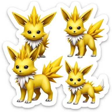 Cute Shiny Jolteon-Greymon-Renamon-Fakémon-hybrid-creature (full body)  sticker