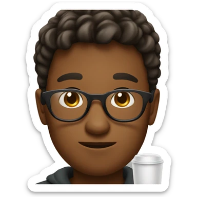 a boy in glasses drinking tea sticker