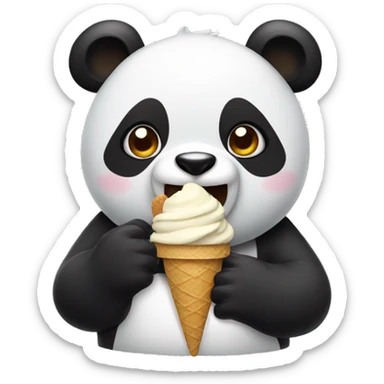 Panda eating ice cream sticker