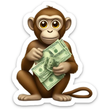 Monkey with money sticker