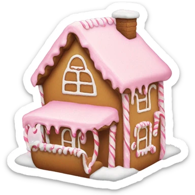 Pink frosted gingerbread house sticker