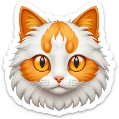 a cat that is a mixture of white and orange, with yellow eyes sticker