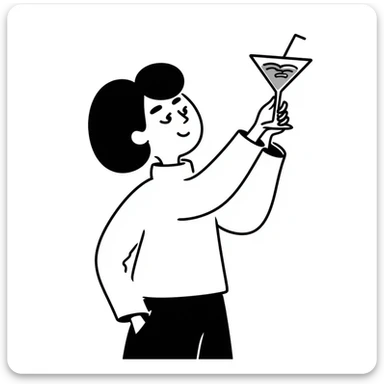 a person with a cocktail glass sticker