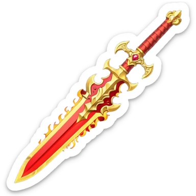 fiery royal golden sword with red blade sticker