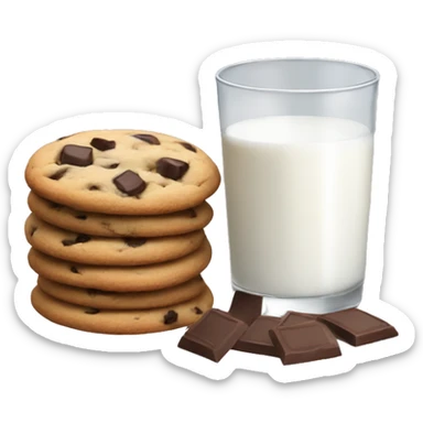 A glass of milk and chocolate chips cookies  sticker