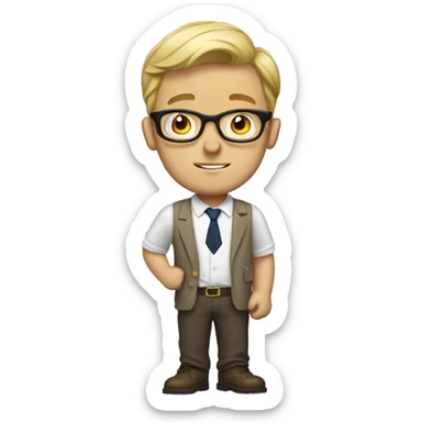 White boy with glasses dressed as a journalist  sticker