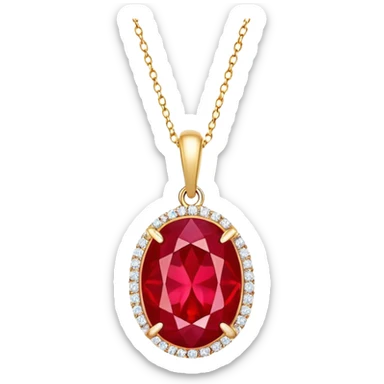 ruby pendant radiating a luminous aura of passion and renewal sticker