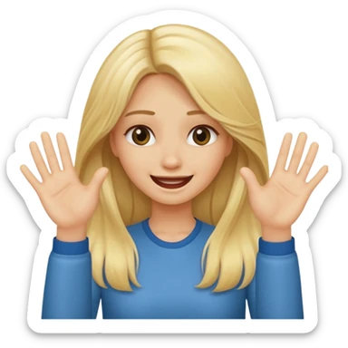 blonde female long hair saying stop smiling funny using both hands sticker