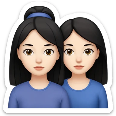 Two sisters one brunette one white with black hair one a little taller than the other.  sticker