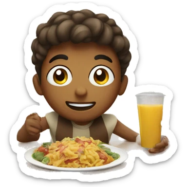 boys enjoying food indoors sticker