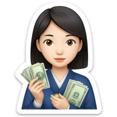 Hot Asian girl with money  sticker