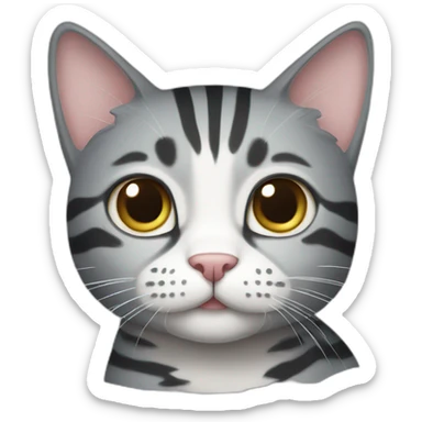 gray striped cat with white spots sticker
