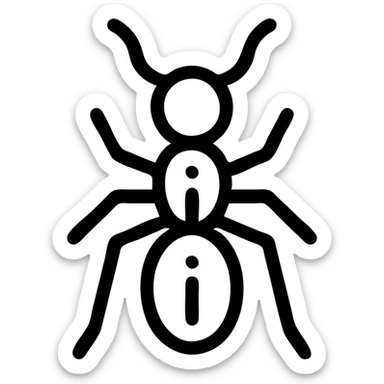 outlined cartoon style ant with the letter i on it sticker