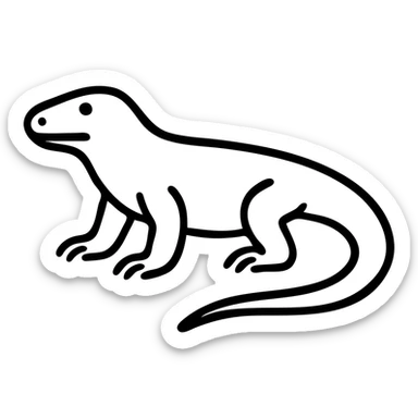 An outline of a komodo dragon with its distinctive reptilian features and long tail sticker