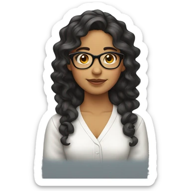 hispanic nerd girl wavy hair sticker