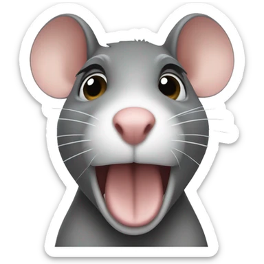 Rat wearing bob haircut and big lips sticker