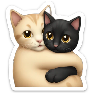 Beige and black cat cuddling sticker