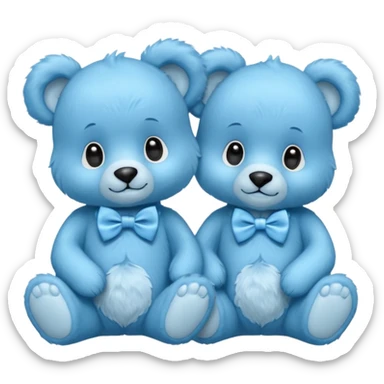 sweet twin little blue bears with blue bow tie sitting sticker