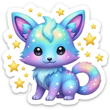 Cute adorable kawaii colorful pastel nebula fantasy animal hybrid Fakemon full body sticker