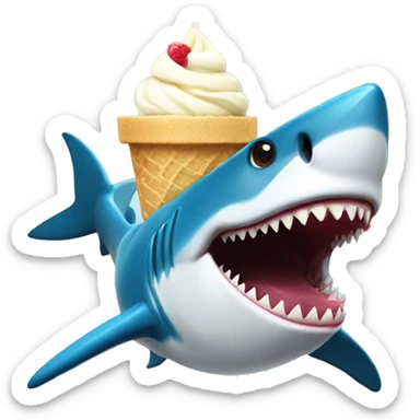 shark eating ice cream sticker