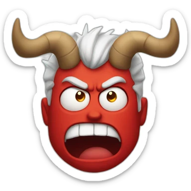 guy with horns very angry and red skin sticker