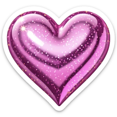 Gold heart with pink glitter  sticker
