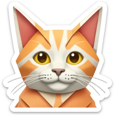 cat smiling origami saumon sticker