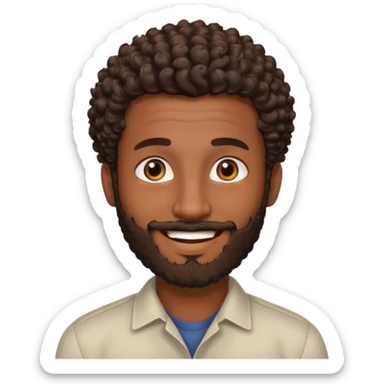 Dark brown skin man with a light beard and a curly   fade haircut with dark brown eyes sticker