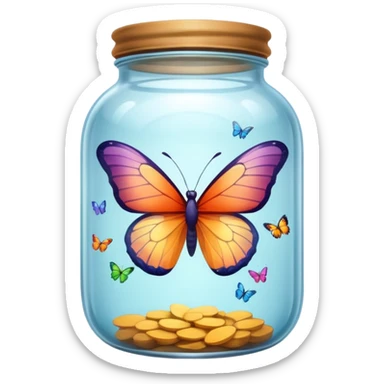 A translucid butterfly traped in a jar sticker