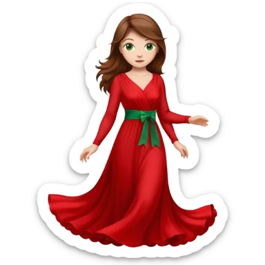 Handmaid woman with brown hair and green eyes. Wearing all red sticker