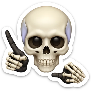 Skull emoji pointing with hand to the right at something sticker