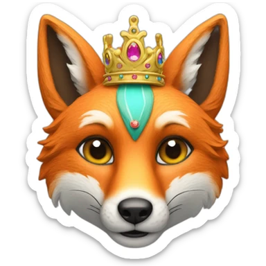 Un renard avec une couronne multicolore sticker