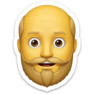 A yellow smiley emoji with a beard growing out of the top of his head sticker