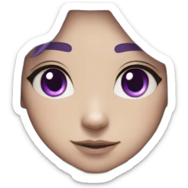 Anime mech pilot girl in a bob with purple hair gray eyes white pilot suit and cat ears sticker