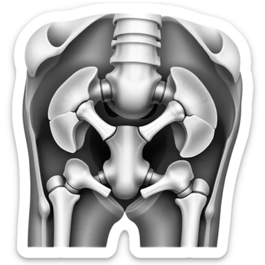 x-ray of knee joint, medical scan showing knee bones sticker