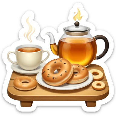 Tea and bagels sticker
