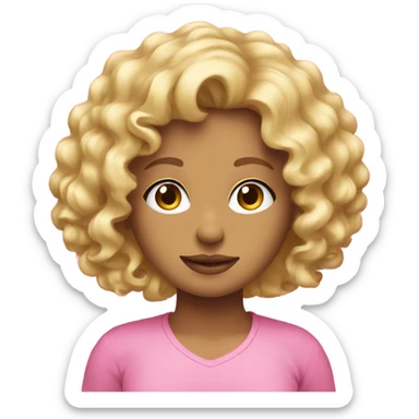 blonde curly girl wearing a pink top sticker