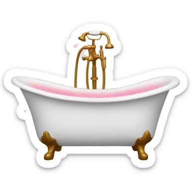 White bathtub with pink and gold accents and bubbles sticker
