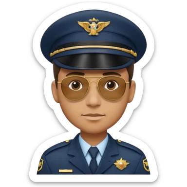 Officer with peaked cap + aviator sunglasses sticker