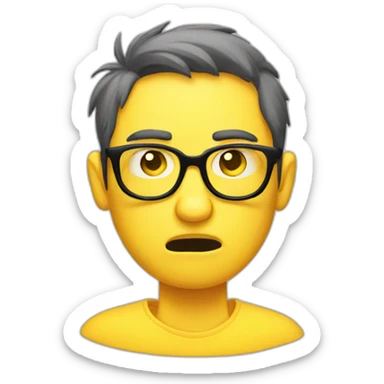 angry nerd yellow circle face sticker