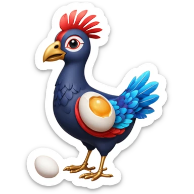 A 3D cartoon Sankofa bird with its head turned backward holding an egg in its beak, symbolizing learning from the past, vibrant colors, smooth lighting, Memoji-style rendering. sticker