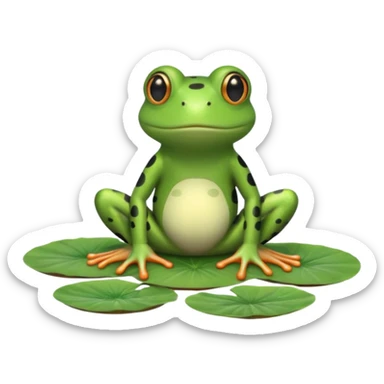 frog in striped pajamas on lily pad bed sticker