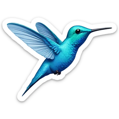 Line work hummingbird blue sticker