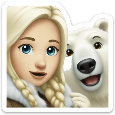 Polar bear and a blonde girl  sticker