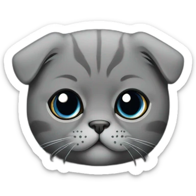 Scottish fold cat dark gray sticker