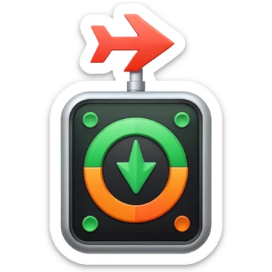A control system with an arrow that can move between green, orange and red. sticker