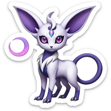 Shiny Exotic Badass Mysterious Gothic Espeon-Absol-Pokémon-Fakémon-hybrid-creature (full body) with markings sticker
